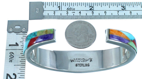 Whiterock Multicolor Inlay Genuine Sterling Silver Cuff Bracelet RX118055